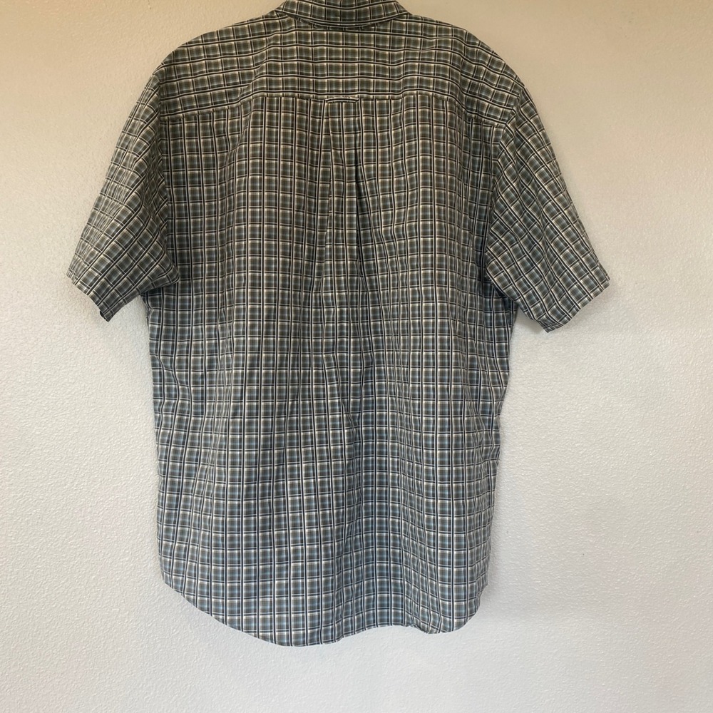 Nordstrom Men's Blue Green Plaid Short Sleeve Button Down Shirt Logo XL - Picture 8 of 12